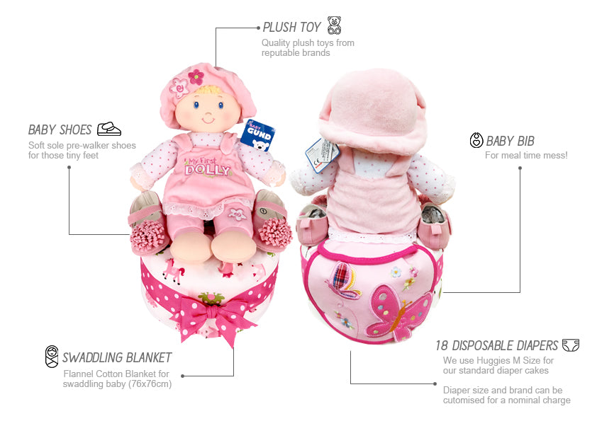 1 Tier Girl Diaper Cake