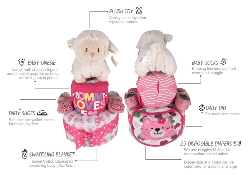 2 Tier Girl Diaper Cake