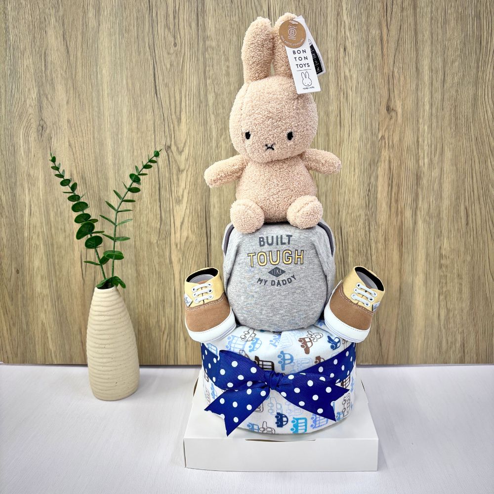 2-Tier Tough Like Daddy Miffy Baby Boy Diaper Cake – Baby Gift Hamper Singapore