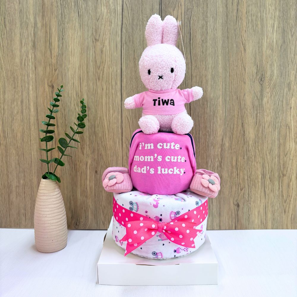 2 Tier Personalized Miffy Diaper Cake for Baby Girl | Perfect Baby Shower Gift SG