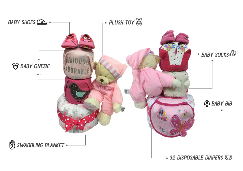 3 Tier Girl Diaper Cake