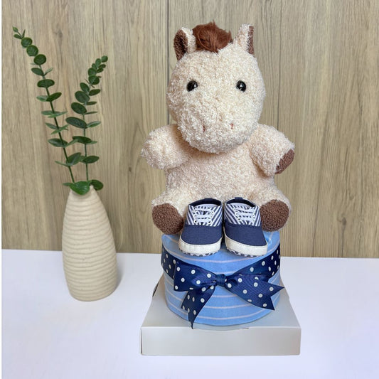 1 Tier Year of the Horse Baby Boy Diaper Cake - Baby Hamper Singapore 🐴