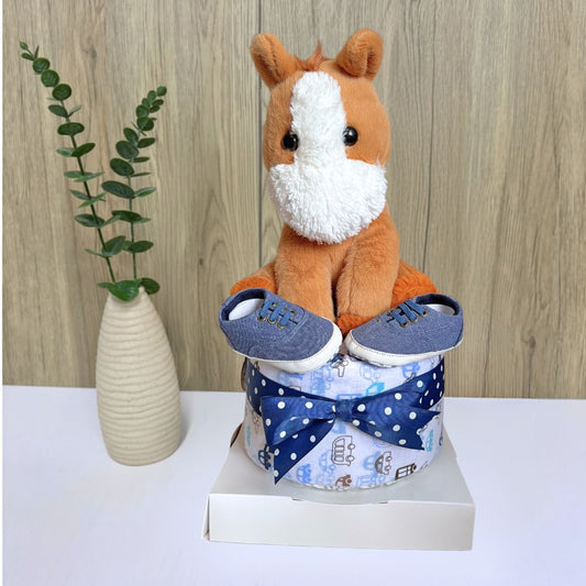 1 Tier Little Galloper Horse Baby Boy Diaper Cake - Baby Hamper Singapore 🐴