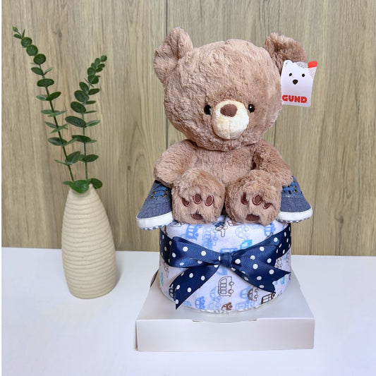1 Tier Handsome Kai Bear Diaper Cake - Best Baby Hamper Singapore