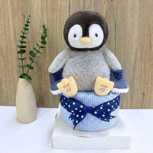 1 Tier Animated Penguin Diaper Cake Baby Hamper Singapore 🐧