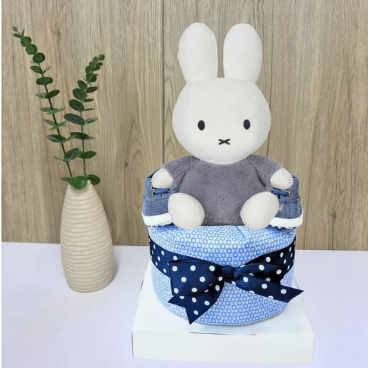 1-Tier Blue Miffy Cuddle Diaper Cake - Premium Baby Hamper Singapore 🐰✨