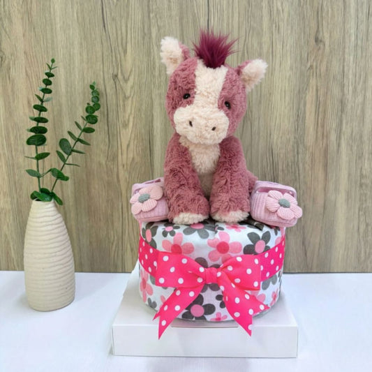 1 Tier Horse Baby Girl Diaper Cake Baby Hamper