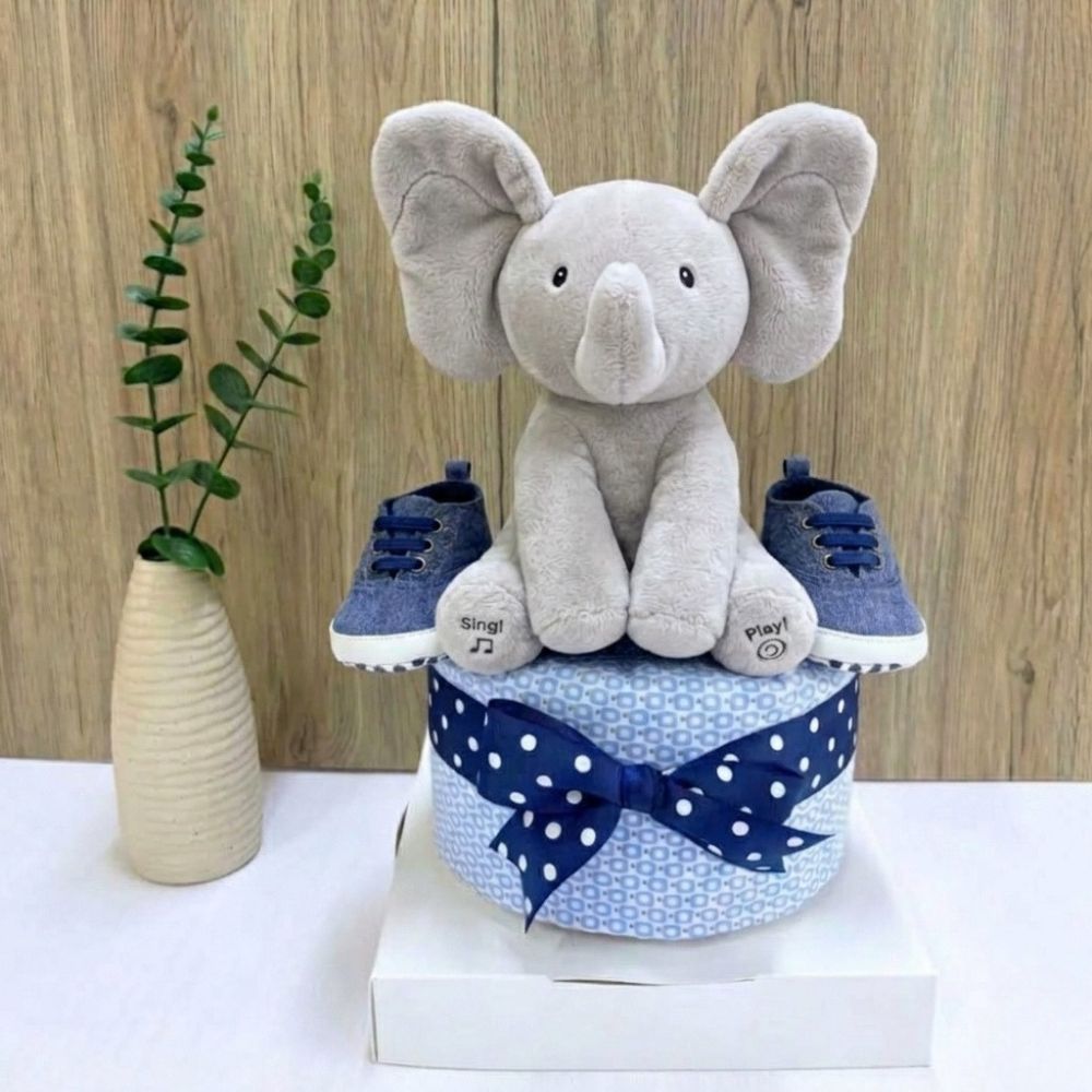 1 Tier Animated Flappy Elephant Diaper Cake Baby Hamper Singapore 🐘