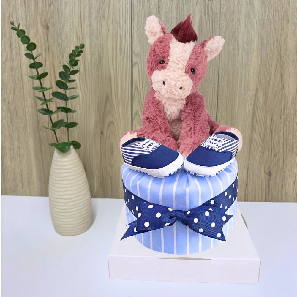 1 Tier Year of the Horse Baby Boy Diaper Cake - Baby Hamper Singapore 🐴