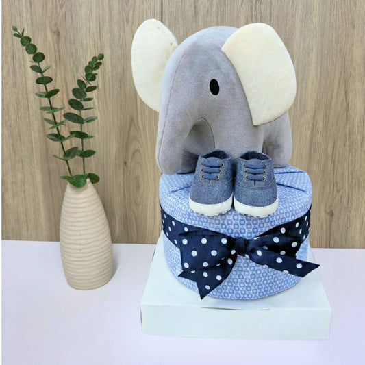 1-Tier Miffy Elephant Diaper Cake - Premium Baby Hamper Singapore 🐘💙
