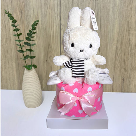 1 Tier Winter Scarf Miffy Diaper Cake for Baby Girl - Baby Hamper Singapore