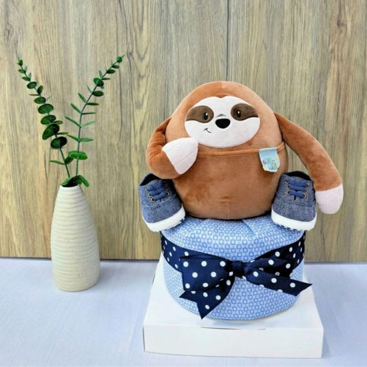1 Tier Chill Sloth Diaper Cake 🦥 - Best Boy Baby Hamper Singapore