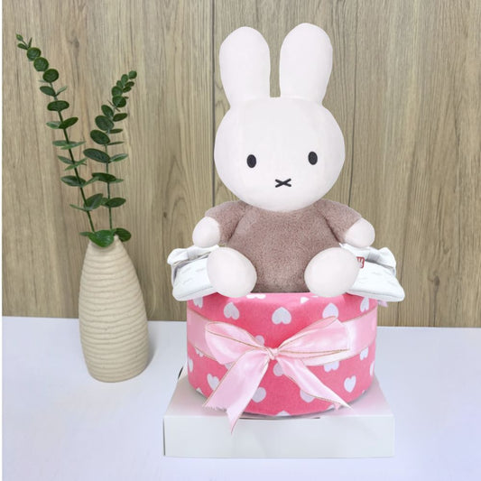 1 Tier Taupe Miffy Cuddle Diaper Cake for Baby Girl - Baby Hamper Singapore