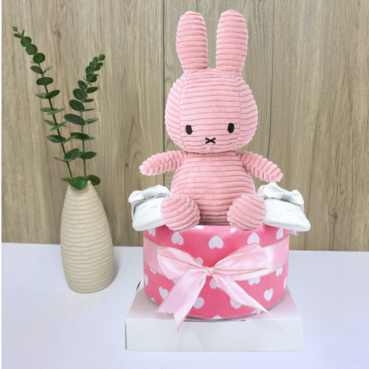 1 Tier Corduroy Pink Miffy Diaper Cake Baby Hamper Singapore