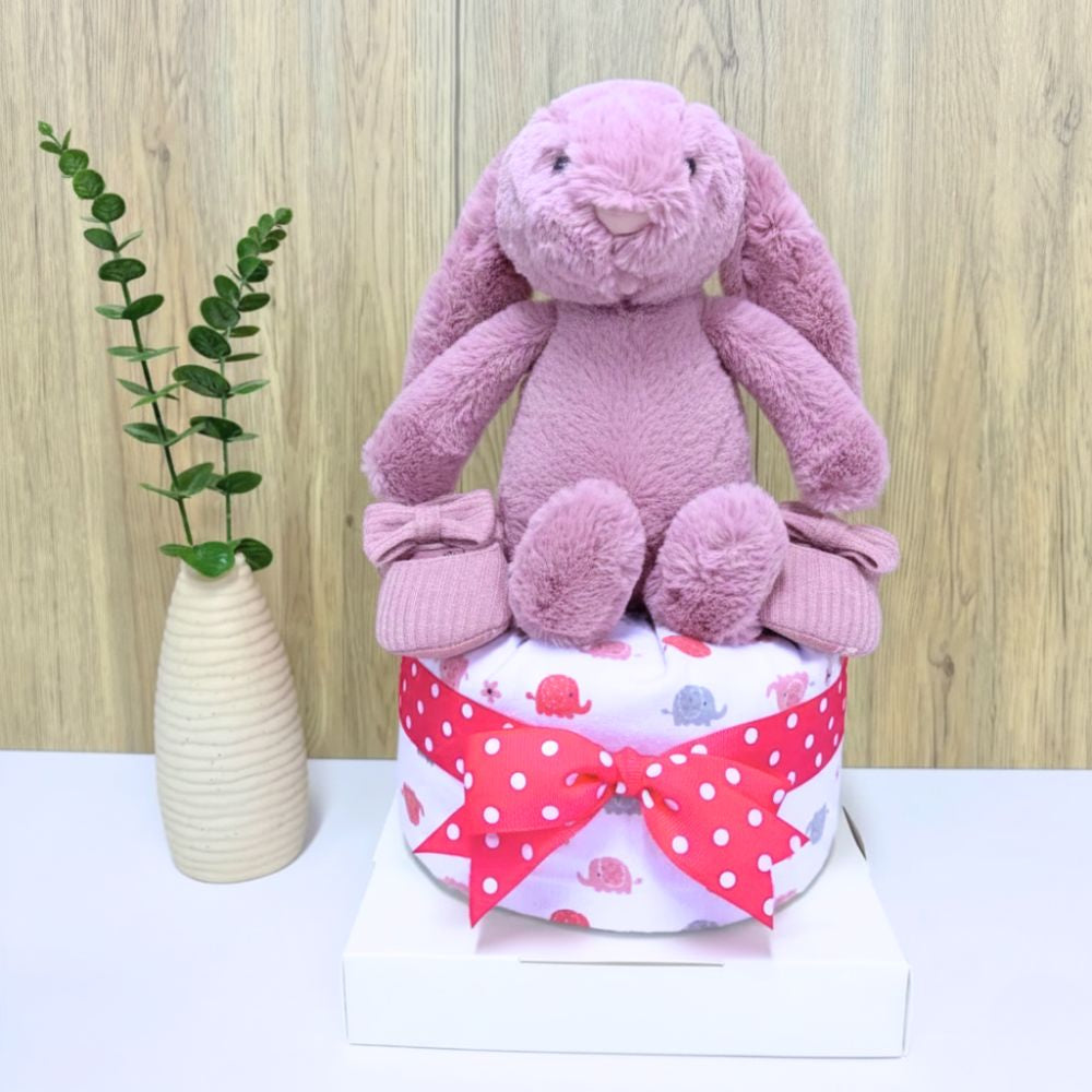 1 Tier Tulip Pink Jellycat Bunny Baby Gift Hamper