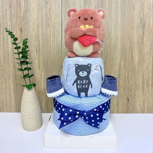 2 Tier Baby Bear Diaper Cake Baby Gift Hamper