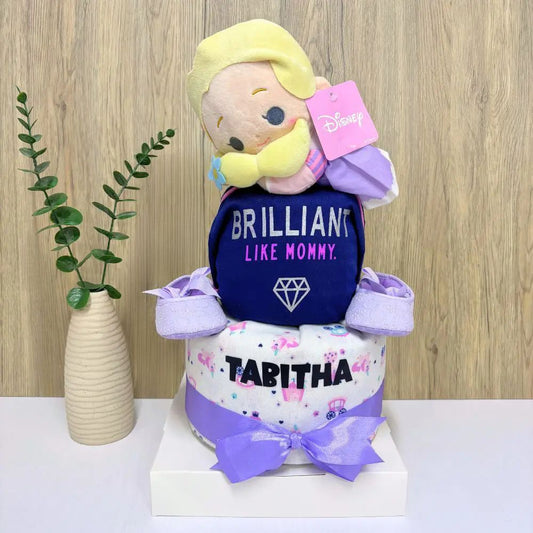 2-Tier Princess Rapunzel Diaper Cake Newborn Hamper