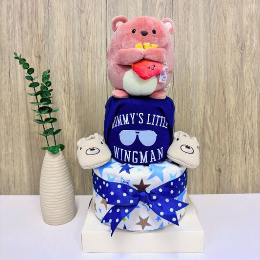 2 Tier Cute Bear Diaper Cake Baby Gift Hamper