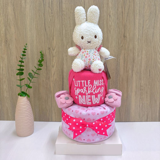 2 Tier Miffy Blossom Baby Girl Diaper Cake