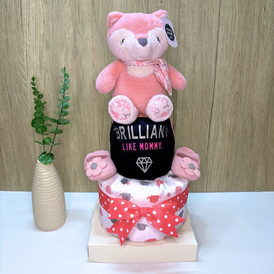 2-Tier Brilliant Baby Girl Diaper Cake