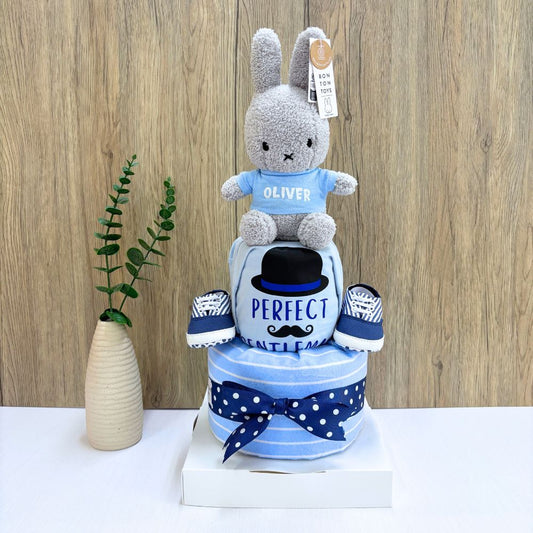 2 Tier Customised Miffy Baby Gift - Perfect Gentleman Boy Diaper Cake