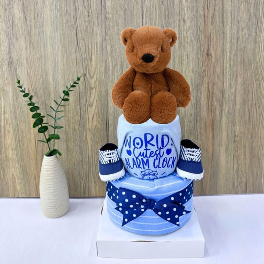 2 Tier Beary Hugs Bear Diaper Cake | Best Baby Hamper Singapore 🧸🌿