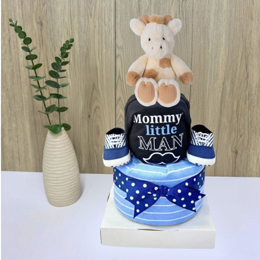 2 Tier Giraffe Diaper Cake for Baby Boy | Premium Baby Hamper Singapore 🦒✨