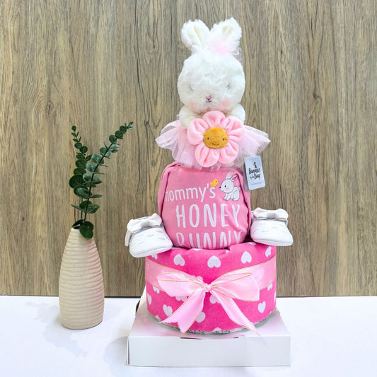 2 Tier Diaper Cake - Mommy's Honey Bunny Blossom Baby Gift Hamper