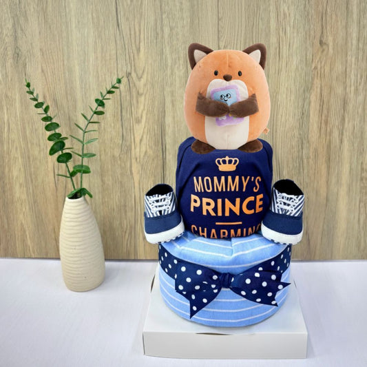 2 Tier NICI Geeks Fox Diaper Cake - Boy Baby Hamper Singapore