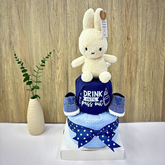 2-Tier Cream Miffy Baby Boy Diaper Cake – Cute Baby Gift Hamper Singapore