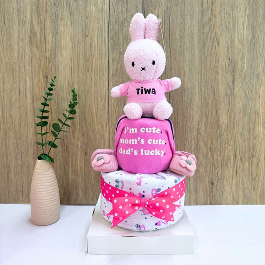2 Tier Personalized Miffy Diaper Cake for Baby Girl | Perfect Baby Shower Gift SG