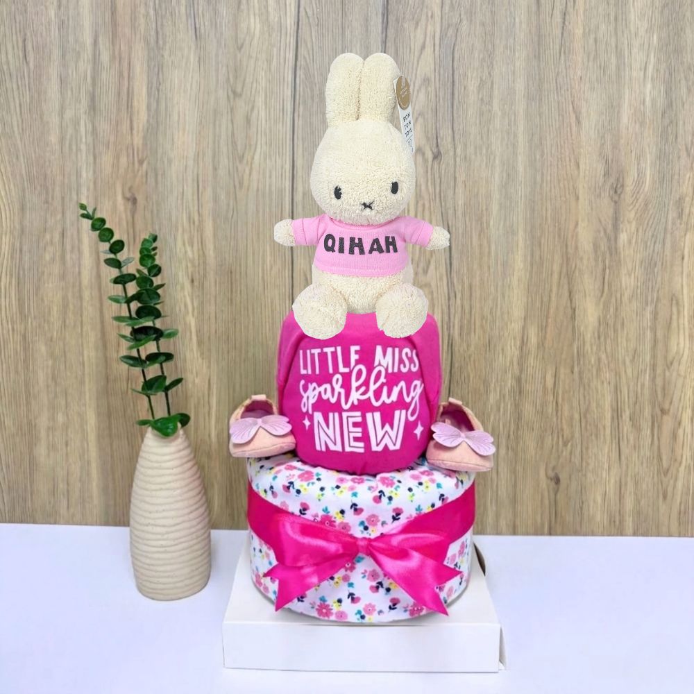 2 Tier Sparkling New Miffy Diaper Cake - Best Baby Hamper Singapore