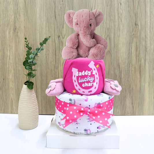 2 Tier Pink Ebu Elephant Diaper Cake Baby Hamper Singapore 🐘