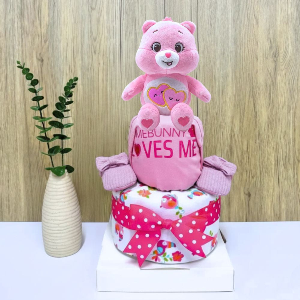 2 Tier Lovely Care Bear Diaper Cake for Baby Girl