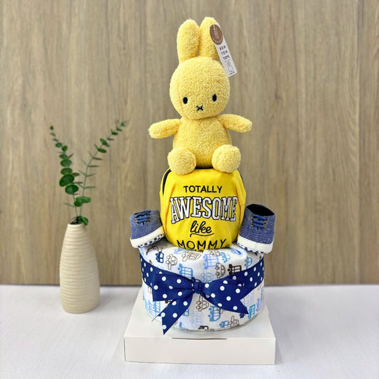 Awesome Miffy 2-Tier Baby Boy Diaper Cake – Cute Baby Boy Gift Set Singapore