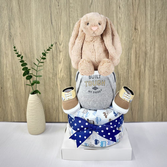 2-Tier Tough Like Daddy Jellycat Baby Boy Diaper Cake –  Baby Gift Hamper Singapore
