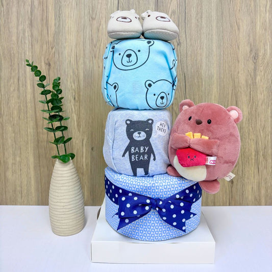 3 Tier Handsome Bear Diaper Cake Baby Gift