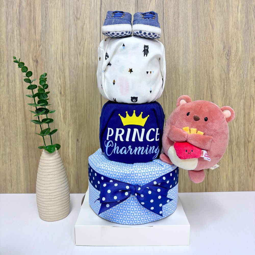 3 Tier Charming Bear Diaper Cake Baby Gift Hamper 🐻