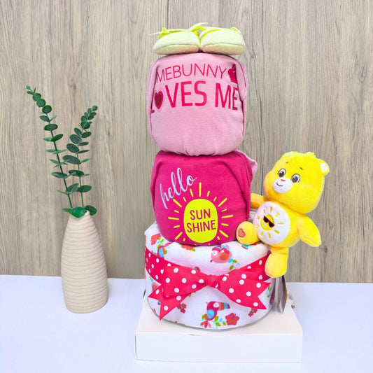 3 Tier Hello Sunshine Care Bear Diaper Cake Baby Hamper