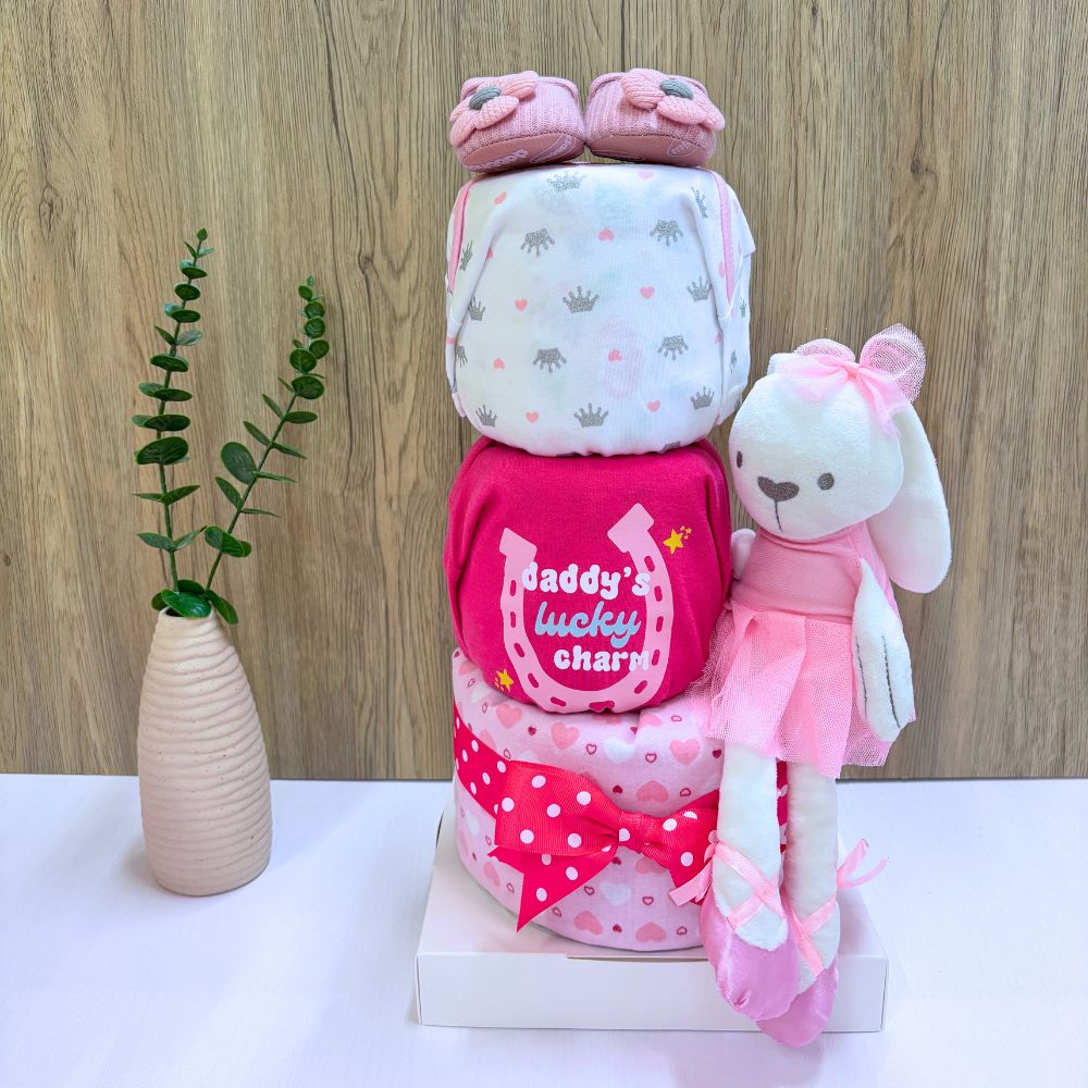 3 Tier Ballerina Bunny  Diaper Cake Baby Gift