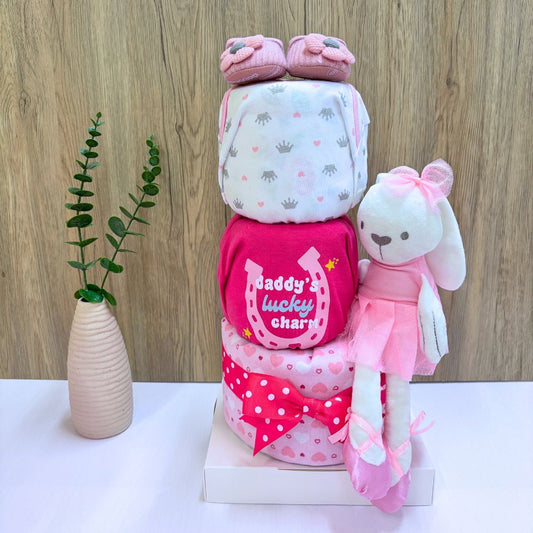 3 Tier Ballerina Bunny  Diaper Cake Baby Gift