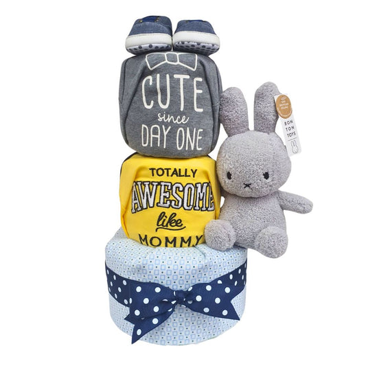 3 Tier Awesome Grey Miffy Diaper Cake Baby Gift 🐰