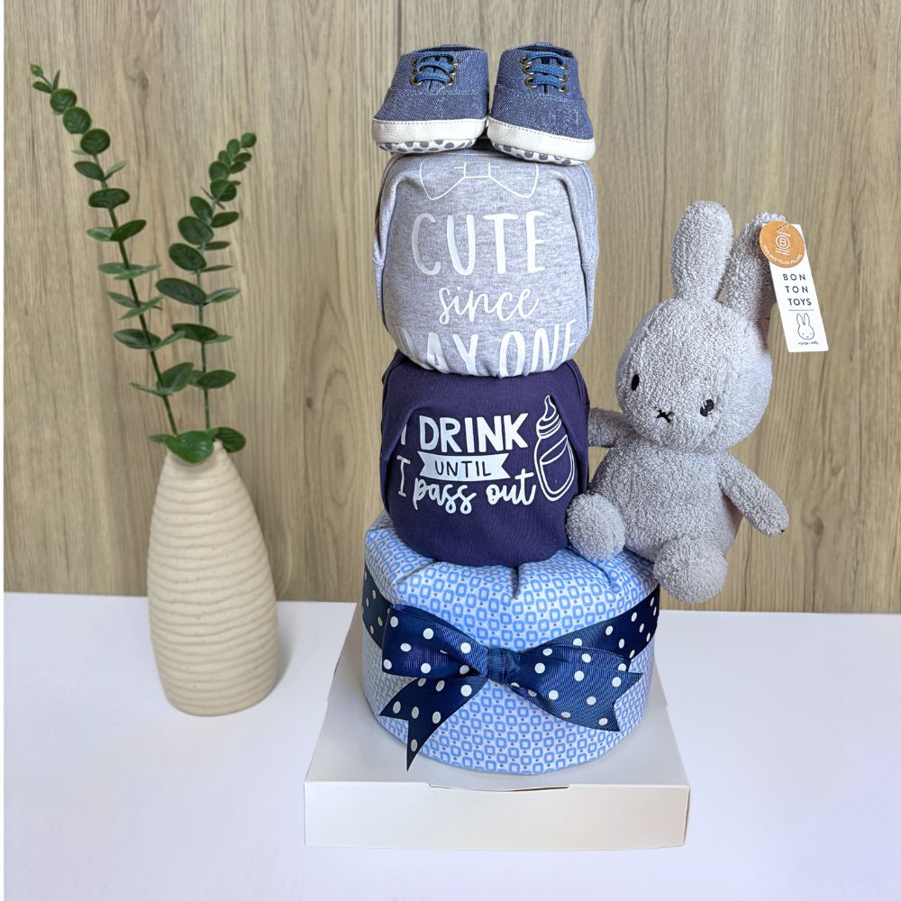 3 Tier Awesome Grey Miffy Diaper Cake Baby Hamper Singapore 🐰