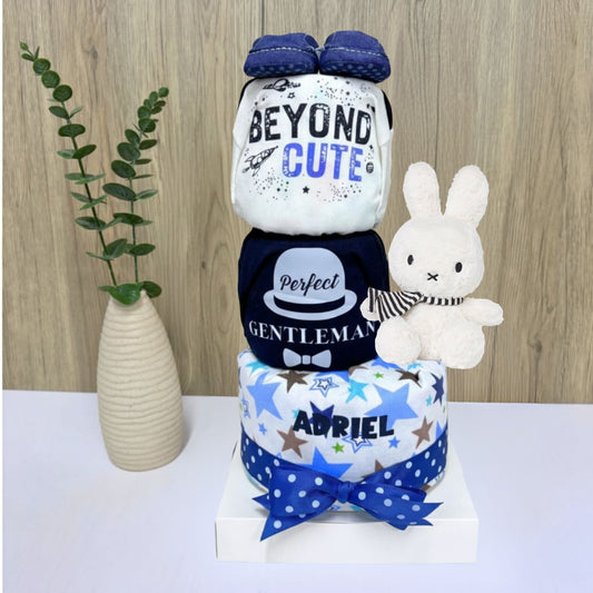 3 Tier Handsome Miffy Diaper Cake - Baby Hamper Singapore Free Delivery