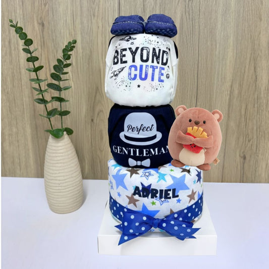 3 Tier Charming Bear Diaper Cake - Best Baby Hamper Singapore 🐻