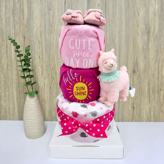 3 Tier Sweet Llama Diaper Cake Baby Gift Hamper