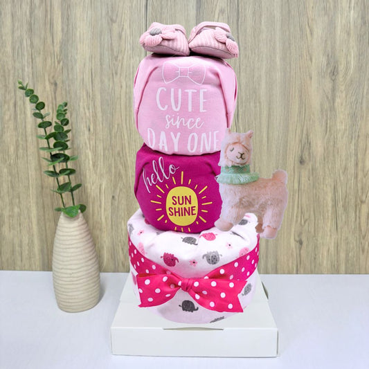 3 Tier Sweet Llama Diaper Cake Baby Gift Hamper