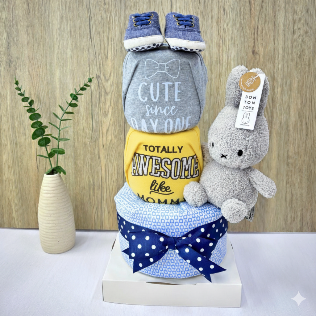 3 Tier Awesome Grey Miffy Diaper Cake Baby Gift 🐰