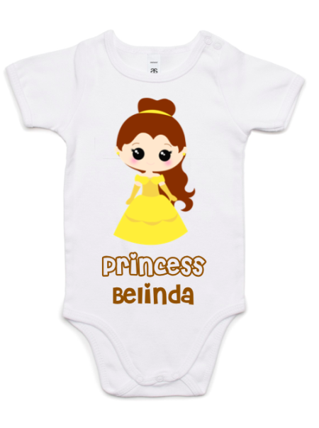 personalized-princess-belle-baby-onesie