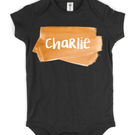 Personalized black baby onesie